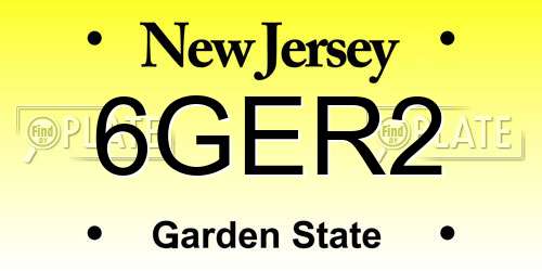 6GER2 New Jersey License Plate