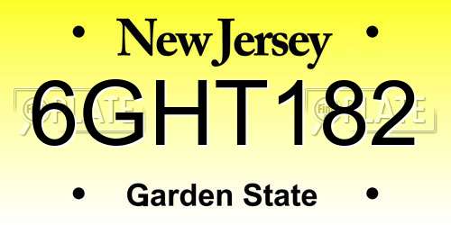 6GHT182 New Jersey License Plate