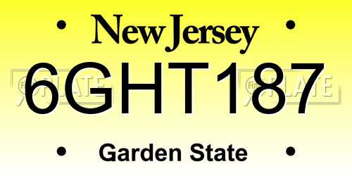 6GHT187 New Jersey License Plate