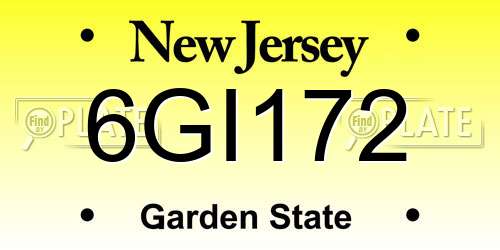 6GI172 New Jersey License Plate