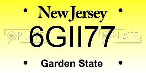 6GII77 New Jersey License Plate