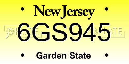 6GS945 New Jersey License Plate