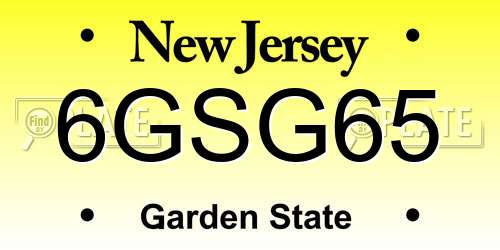 6GSG65 New Jersey License Plate