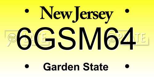 6GSM64 New Jersey License Plate