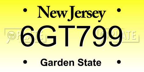 6GT799 New Jersey License Plate
