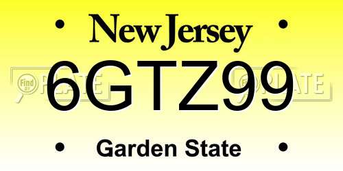 6GTZ99 New Jersey License Plate
