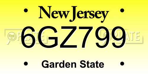 6GZ799 New Jersey License Plate