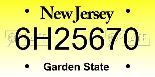 6H25670 New Jersey License Plate