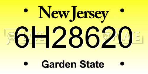 6H28620 New Jersey License Plate