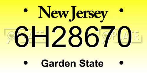 6H28670 New Jersey License Plate