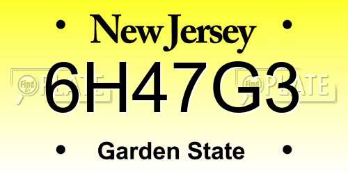 6H47G3 New Jersey License Plate