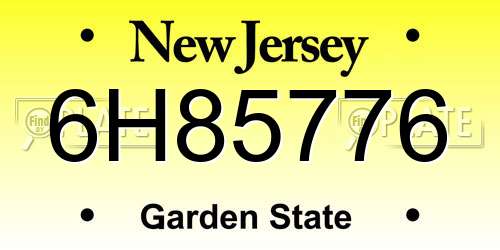6H85776 New Jersey License Plate