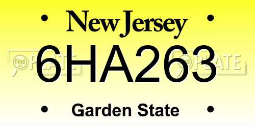6HA263 New Jersey License Plate