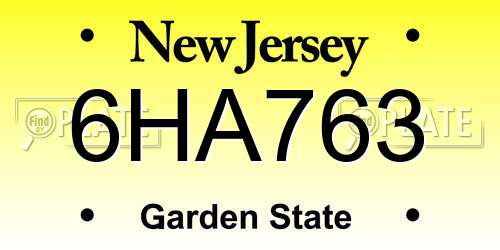 6HA763 New Jersey License Plate