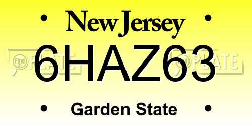6HAZ63 New Jersey License Plate