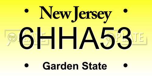 6HHA53 New Jersey License Plate