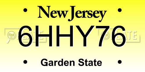 6HHY76 New Jersey License Plate