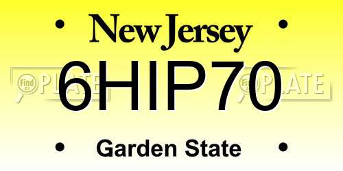 6HIP70 New Jersey License Plate