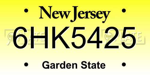 6HK5425 New Jersey License Plate