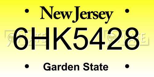 6HK5428 New Jersey License Plate
