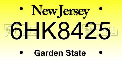6HK8425 New Jersey License Plate