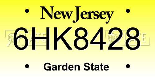 6HK8428 New Jersey License Plate