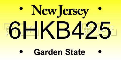6HKB425 New Jersey License Plate