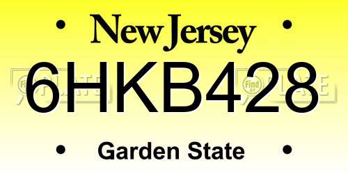 6HKB428 New Jersey License Plate