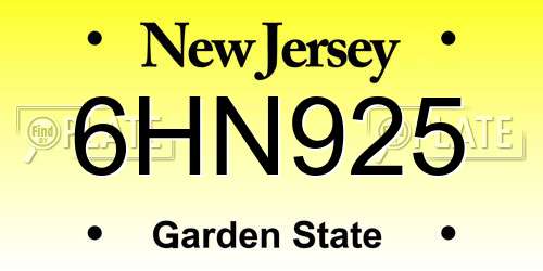 6HN925 New Jersey License Plate