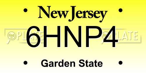 6HNP4 New Jersey License Plate
