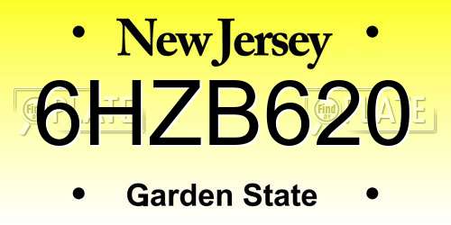 6HZB620 New Jersey License Plate