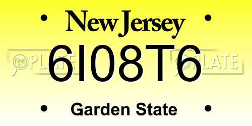 6I08T6 New Jersey License Plate