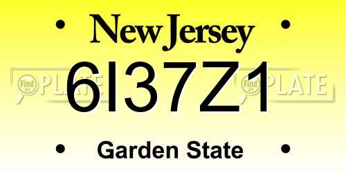 6I37Z1 New Jersey License Plate