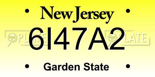 6I47A2 New Jersey License Plate