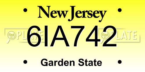 6IA742 New Jersey License Plate