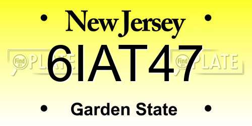 6IAT47 New Jersey License Plate