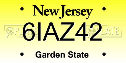 6IAZ42 New Jersey License Plate