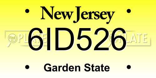 6ID526 New Jersey License Plate
