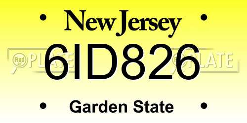 6ID826 New Jersey License Plate