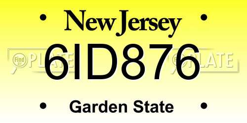 6ID876 New Jersey License Plate