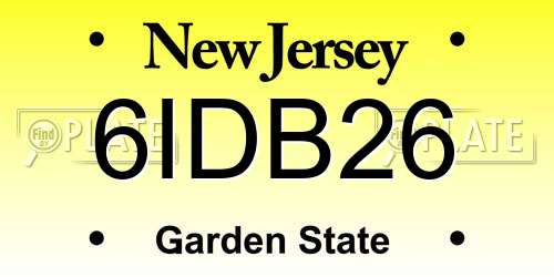 6IDB26 New Jersey License Plate