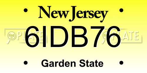 6IDB76 New Jersey License Plate