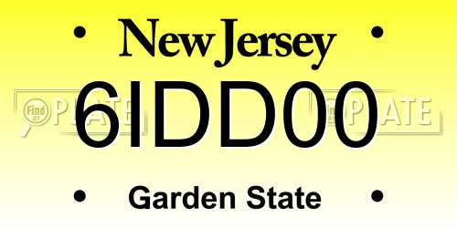 6IDD00 New Jersey License Plate
