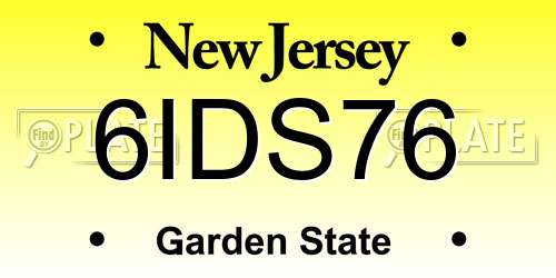 6IDS76 New Jersey License Plate