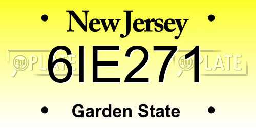 6IE271 New Jersey License Plate