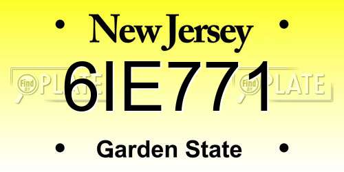 6IE771 New Jersey License Plate