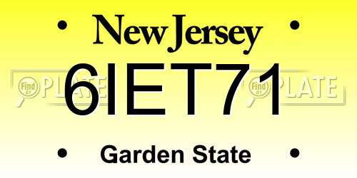 6IET71 New Jersey License Plate