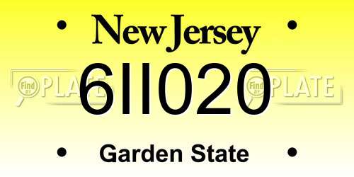 6II020 New Jersey License Plate
