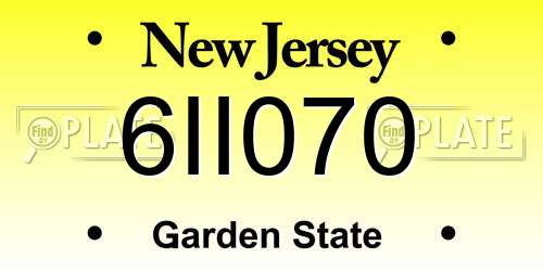 6II070 New Jersey License Plate