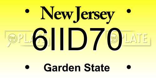 6IID70 New Jersey License Plate